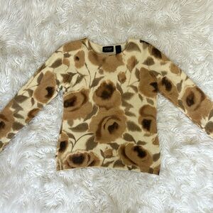Brown Floral Wool Sweater